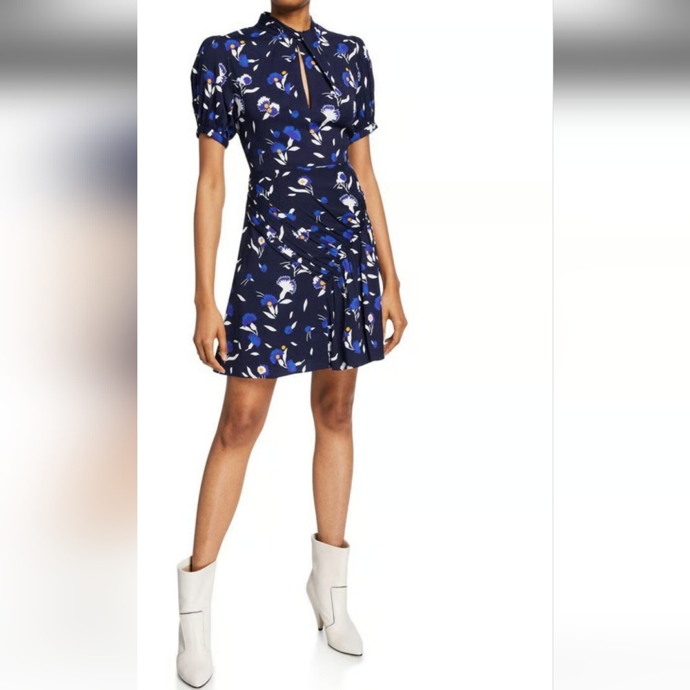 SELF PORTRAIT NAVY BOTANICAL PRINTED MINI DRESS;SIZE:US-4 - Picture 4 of 15